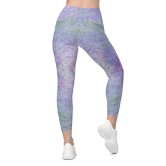 Satin Sprint Texture Crossover Leggings with Pockets