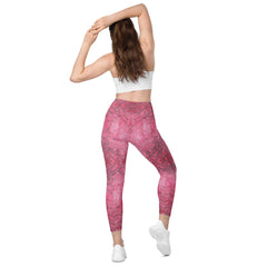 Honeycomb Hurdle Texture Crossover Leggings with Pockets