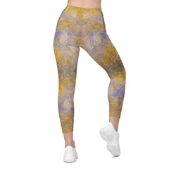 Jacquard Jet Texture Crossover Leggings with Pockets