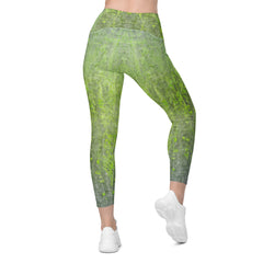 Jacquard Jet Texture Crossover Leggings with Pockets