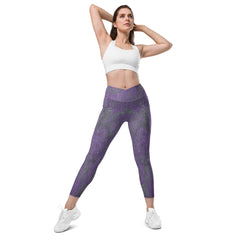 Knit Pattern Crossover Leggings with Pockets
