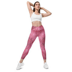 Honeycomb Hurdle Texture Crossover Leggings with Pockets