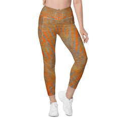 Durable Orange Leggings with pockets, combining fashion with fitness