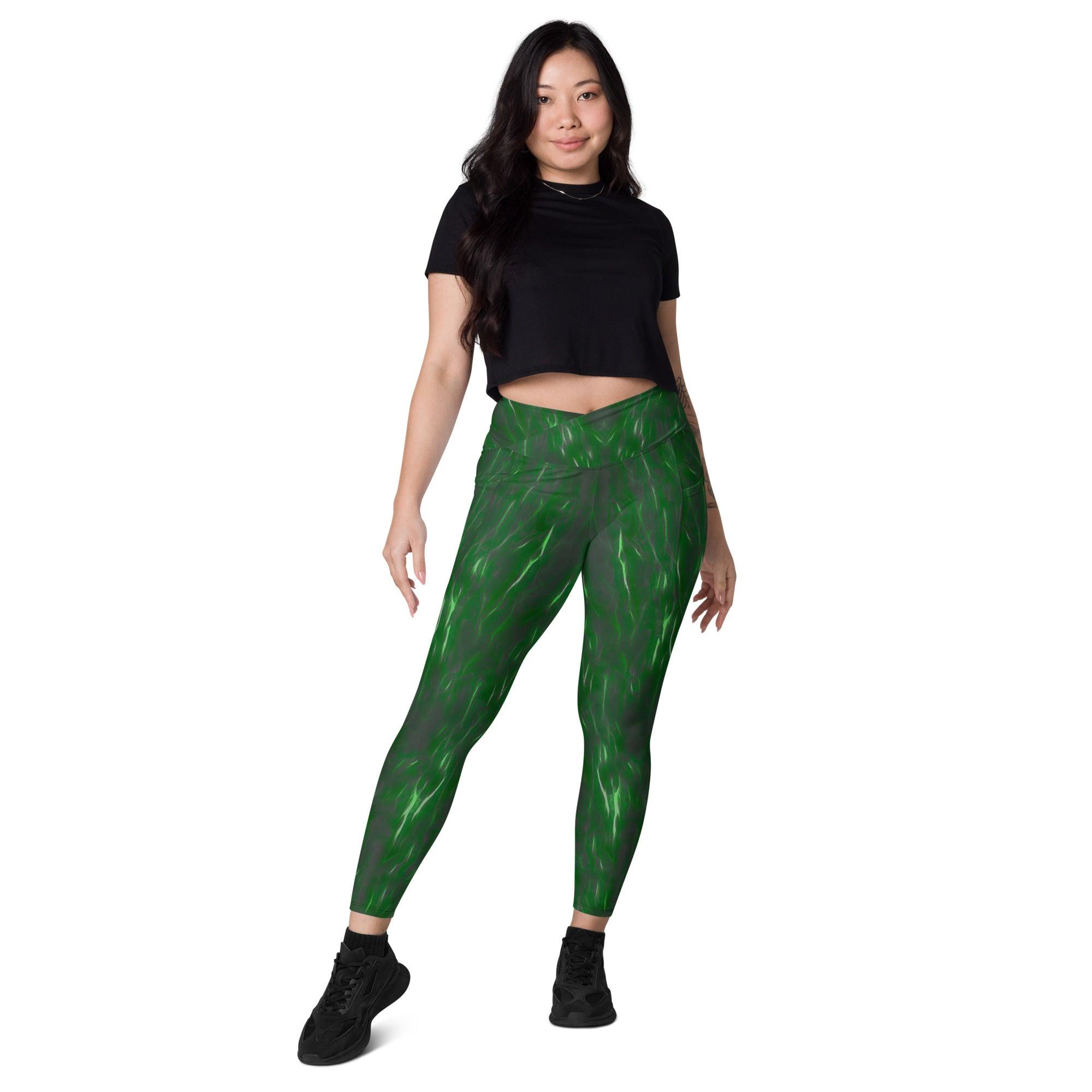 Nature's Elegance Crossover Leggings With Pockets - Beyond T-shirts
