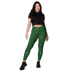 Nature's Elegance Crossover Leggings With Pockets - Beyond T-shirts