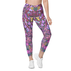 Blossom Bloom All-Over Print Crossover Leggings With Pockets - Beyond T-shirts
