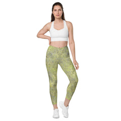 Leafy Tranquility All-Over Print Crossover Leggings With Pockets - Beyond T-shirts