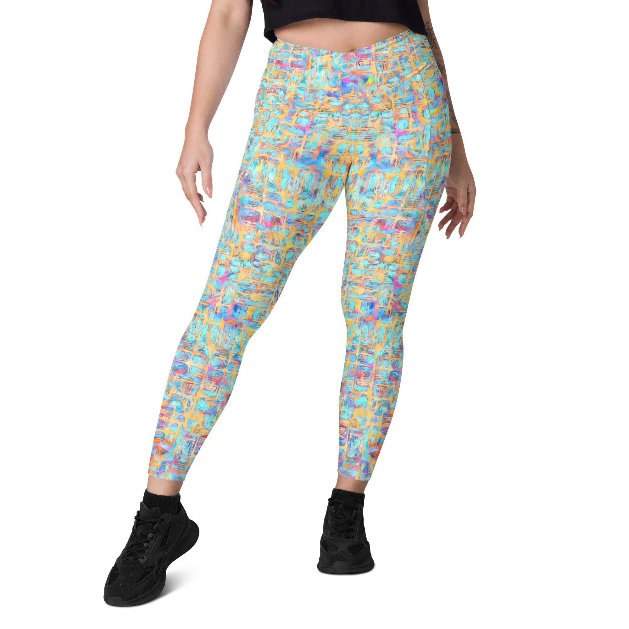 Floral Enchantment Crossover Leggings With pockets - Beyond T-shirts