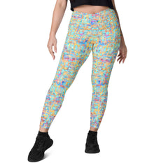 Floral Enchantment Crossover Leggings With pockets - Beyond T-shirts