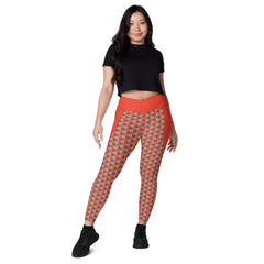 Lustrous Lattice Crossover Leggings with Pocket