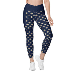 Lustrous Labyrinth Crossover Leggings with Pockets