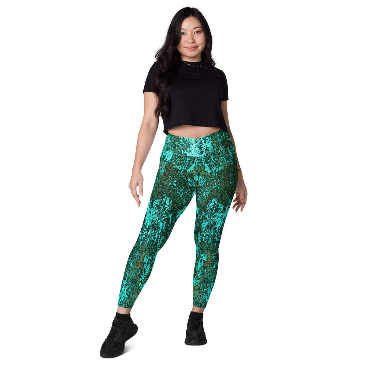 Old World Map Crossover Leggings with Pockets