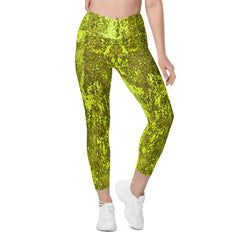 Stone Mosaic Crossover Leggings with Pockets