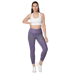 Knit Pattern Crossover Leggings with Pockets
