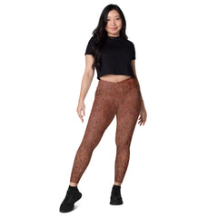 Bronze Bliss Crossover Leggings with Pockets