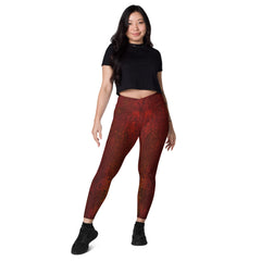 Modern Metallic Crossover Leggings with Pockets