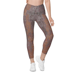 Silver Mesh Crossover Leggings with Pockets