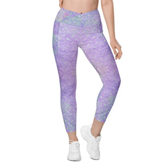 Satin Sprint Texture Crossover Leggings with Pockets