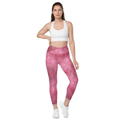 Honeycomb Hurdle Texture Crossover Leggings with Pockets