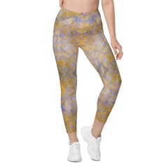 Jacquard Jet Texture Crossover Leggings with Pockets