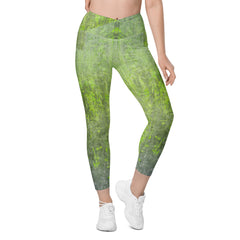 Jacquard Jet Texture Crossover Leggings with Pockets