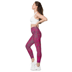Chic Fuschia Leggings with crossover design and pockets for versatility