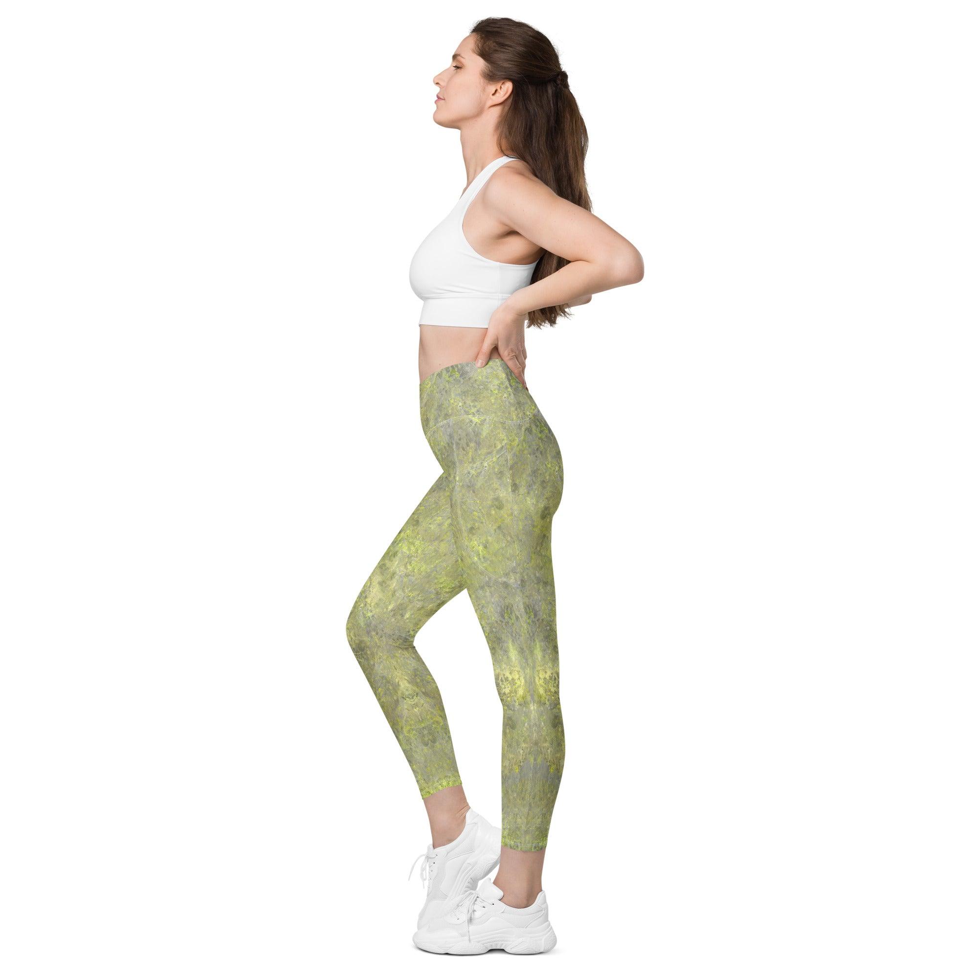 Leafy Tranquility All-Over Print Crossover Leggings With Pockets - Beyond T-shirts