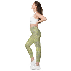 Leafy Tranquility All-Over Print Crossover Leggings With Pockets - Beyond T-shirts