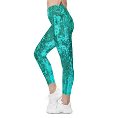 Rustic Floral Crossover Leggings with Pockets