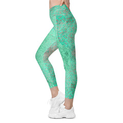 Satin Serenity Texture Crossover Leggings with Pockets