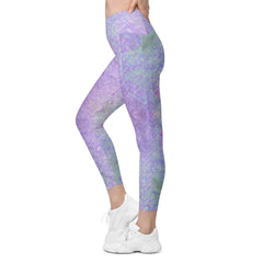 Satin Sprint Texture Crossover Leggings with Pockets