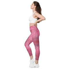 Honeycomb Hurdle Texture Crossover Leggings with Pockets