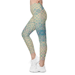 Chenille Circuit Texture Crossover Leggings with Pockets