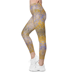 Jacquard Jet Texture Crossover Leggings with Pockets