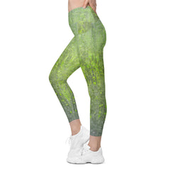 Jacquard Jet Texture Crossover Leggings with Pockets