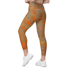 Comfortable fit Orange Leggings with crossover waistband for superior support