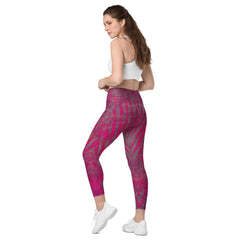 Energetic Fuschia Leggings with pockets, ideal for workouts and casual wear