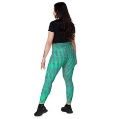 Chic Aqua Leggings with crossover waistband for a flattering fit
