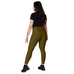 Rugged Denim Look Crossover Leggings with Pockets