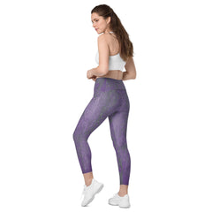 Knit Pattern Crossover Leggings with Pockets