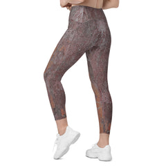 Silver Mesh Crossover Leggings with Pockets