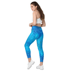 Waffle Weave Texture Crossover Leggings with Pockets