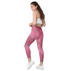 Honeycomb Hurdle Texture Crossover Leggings with Pockets