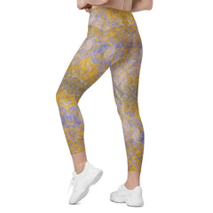 Jacquard Jet Texture Crossover Leggings with Pockets