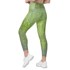 Jacquard Jet Texture Crossover Leggings with Pockets