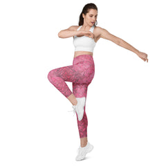 Honeycomb Hurdle Texture Crossover Leggings with Pockets