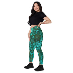 Old World Map Crossover Leggings with Pockets