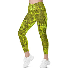 Stone Mosaic Crossover Leggings with Pockets