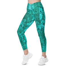 Rustic Floral Crossover Leggings with Pockets