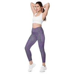 Knit Pattern Crossover Leggings with Pockets
